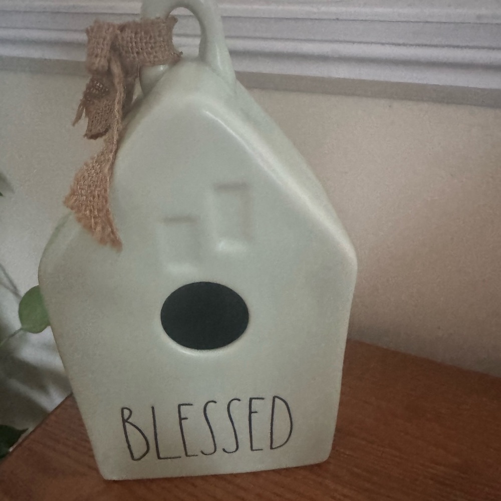 Rae Dunn Mint Green 'Blessed' Ceramic Birdhouse
